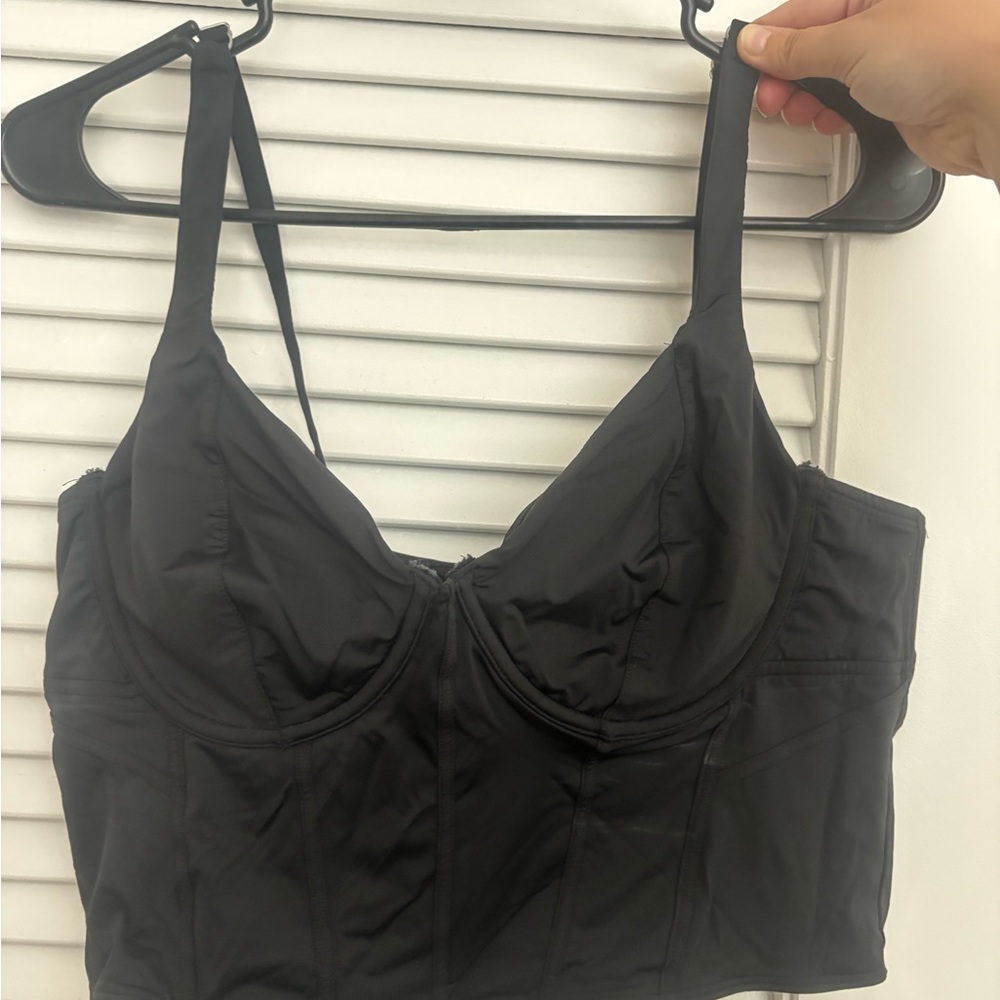 Black Women's Corset Crop Top